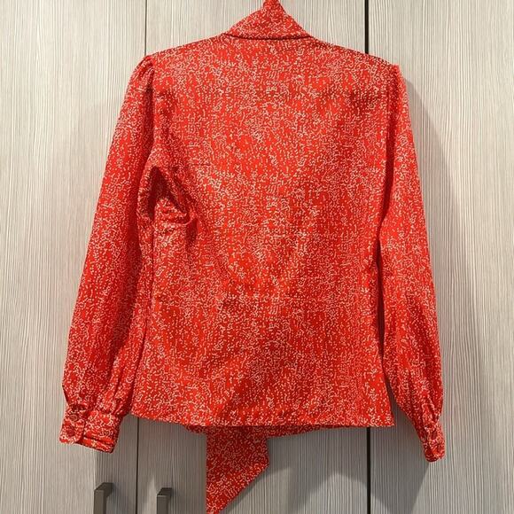 Vintage Amanda‎ Red Polka Dot Blouse | Puff Shoulder Tie Neck | Size Small - Picture 3 of 13